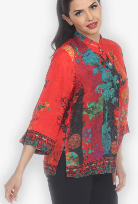 Citron "Vintage Vase Floral" Silk Blouse - 1213VVF