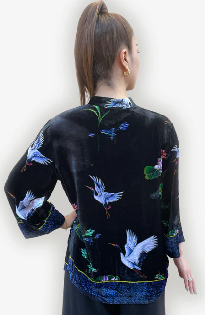 Citron "Happy Lotus Beauty" Silk Velvet Blouse - 1213HLB