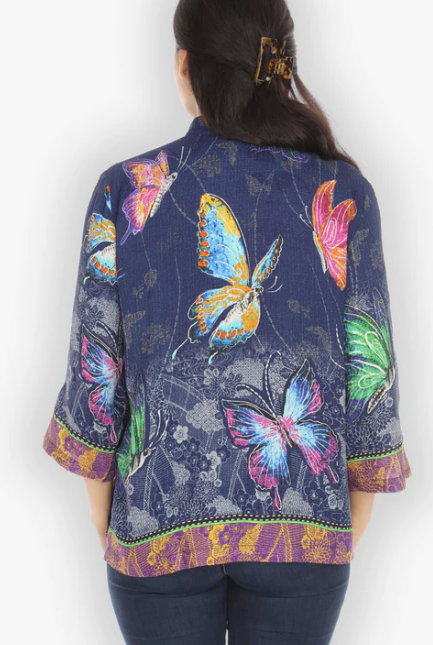 Citron "Vital Vibrant Butterfly" Silk Blouse -1213VVB