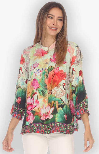 Citron "Wild Crane TP" Silk Blouse - 1213WCTP