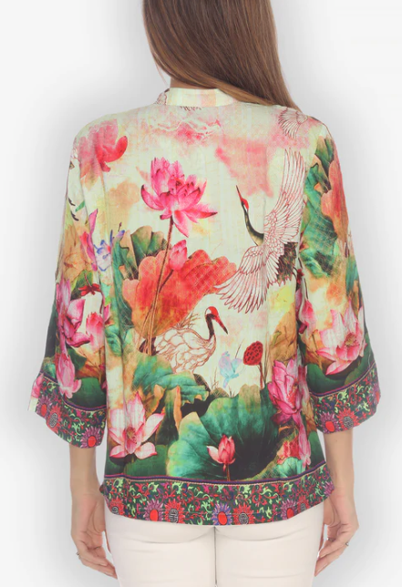Citron "Wild Crane TP" Silk Blouse - 1213WCTP