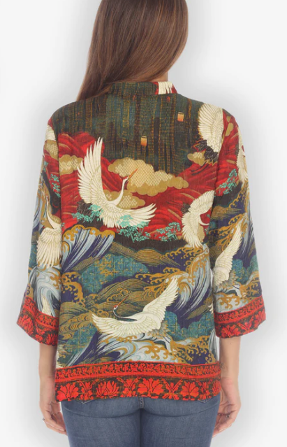Citron "Crane Flying Fantasy" Silk Blouse - 1213CFF