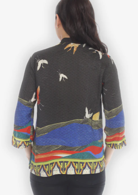 Citron "Crane Flying Moon" Silk Blouse - 1213CFM
