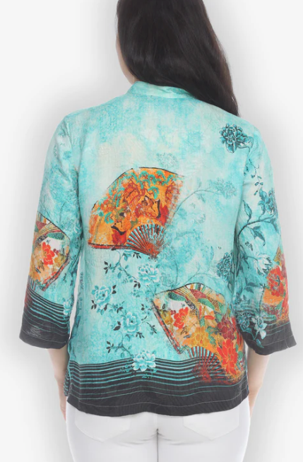 Citron "Antique Fans" Silk Blouse - 1213AF