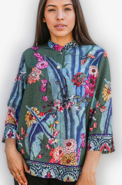 Citron "Floral Engineered Border" Blouse - 1213FEB