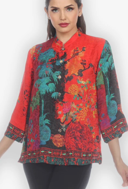 Citron "Vintage Vase Floral" Silk Blouse - 1213VVF