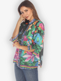 Citron "Botanical Butterfly Black" Silk Blouse- 1213BBB