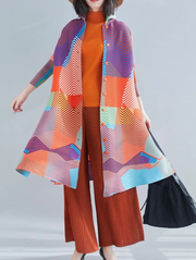 Vanite Couture Button Front Abstract Pleated Jacket/Dress - 81807 - ORANGE
