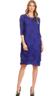 Vanite Couture Origami Textured Dress - 81850 - ROYAL