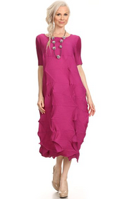 Vanite Couture Origami Textured Dress - 81850 - MAGENTA