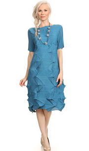 Vanite Couture Origami Textured Dress - 81850 - TEAL