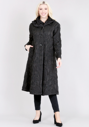 Vanite Couture Button Front Textured Long Jacket - 82321 - BLACK