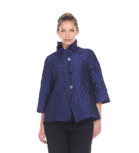 Moonlight Geometric Dotted Jacquard Button Front Jacket in Royal - 2449/2455 TAF-ROY