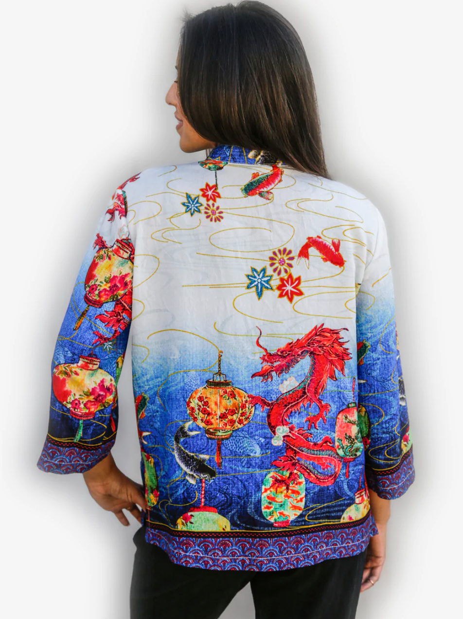 Citron "Fish & Dragon" Silk Blouse - 1213FAD