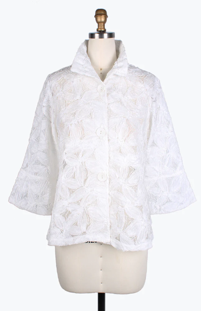 DAMEE Beaded Flower 3D Mesh JKT - 2381-WHITE