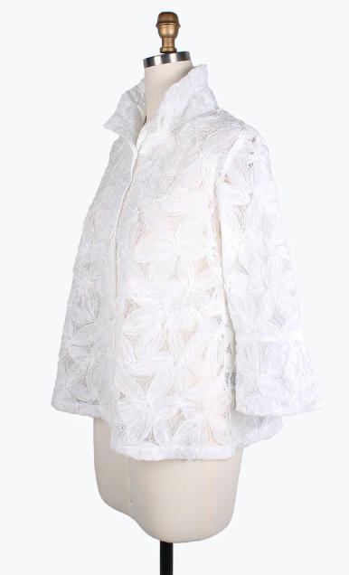 DAMEE Beaded Flower 3D Mesh JKT - 2381-WHITE