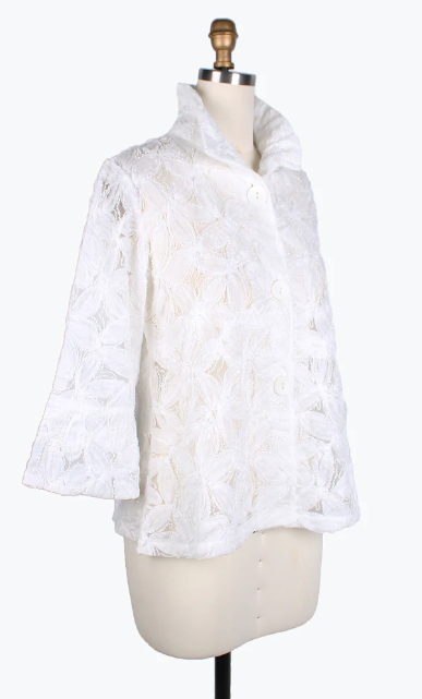 DAMEE Beaded Flower 3D Mesh JKT - 2381-WHITE