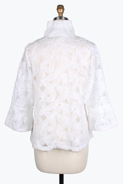 DAMEE Beaded Flower 3D Mesh JKT - 2381-WHITE