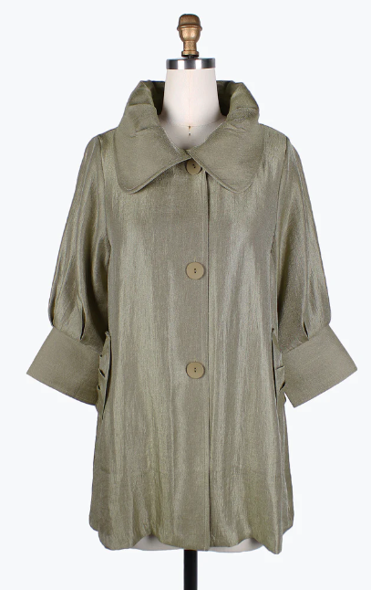 DAMEE Shimmery Signature Swing Jacket-200-OLIVE