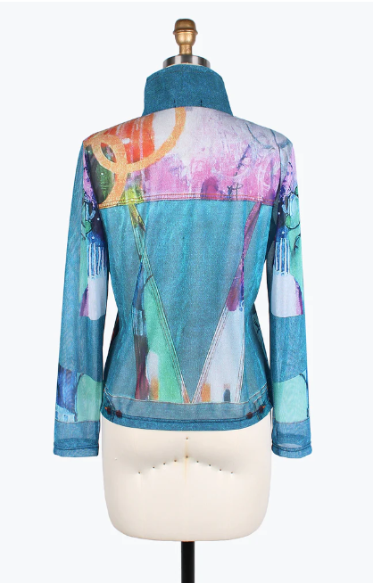 DAMEE ABSTRACT ART DENIM MESH TWIN SET- 31417-DNM