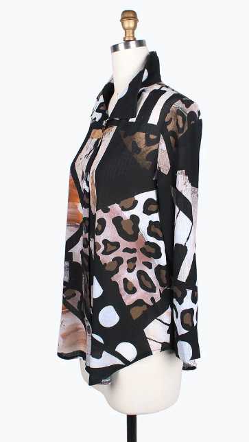 DAMEE COLORFUL ARTSY LONG SHIRT - 7090-BRN