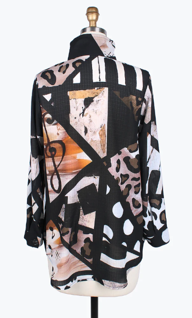 DAMEE COLORFUL ARTSY LONG SHIRT - 7090-BRN