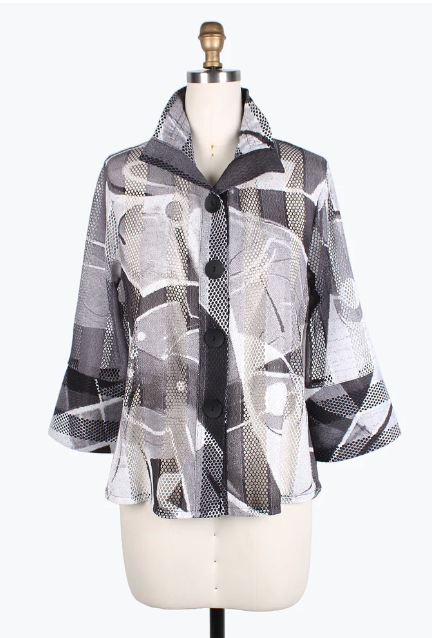 DAMEE ABSTRACT ART LACE-NET JKT - 2386-GRY