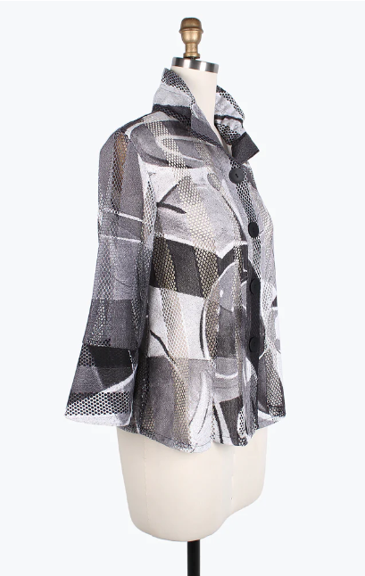 DAMEE ABSTRACT ART LACE-NET JKT - 2386-GRY