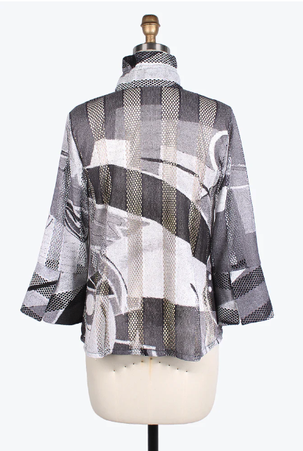 DAMEE ABSTRACT ART LACE-NET JKT - 2386-GRY