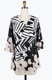 DAMEE DOTS & STRIPES R/N TUNIC - 9207-BLK