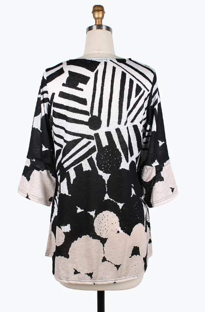 DAMEE DOTS & STRIPES R/N TUNIC - 9207-BLK