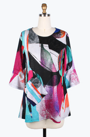 DAMEE ABSTRACT ART R/N TUNIC - 9208-MLT