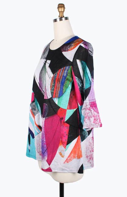 DAMEE ABSTRACT ART R/N TUNIC - 9208-MLT