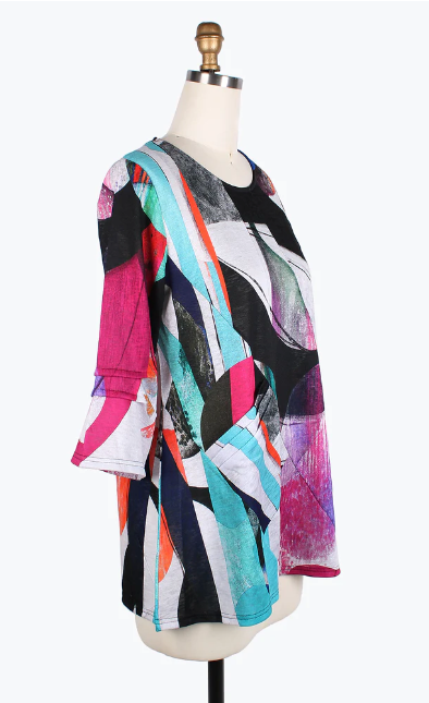 DAMEE ABSTRACT ART R/N TUNIC - 9208-MLT
