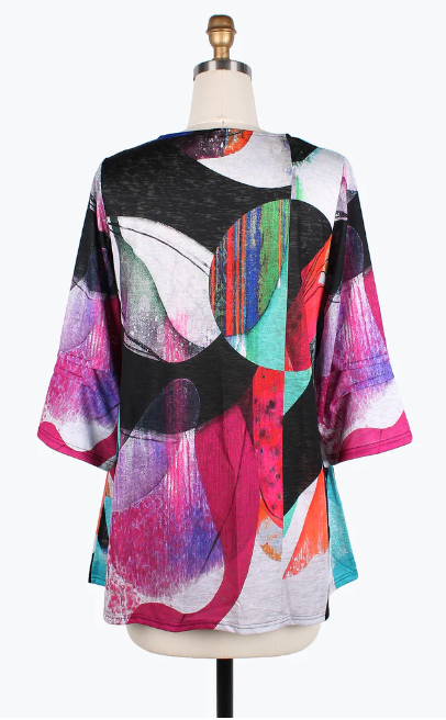 DAMEE ABSTRACT ART R/N TUNIC - 9208-MLT