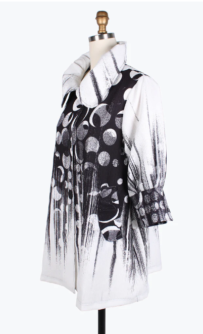 DAMEE MONOCHROME BUBBLE SWING JKT - 4783-WHT