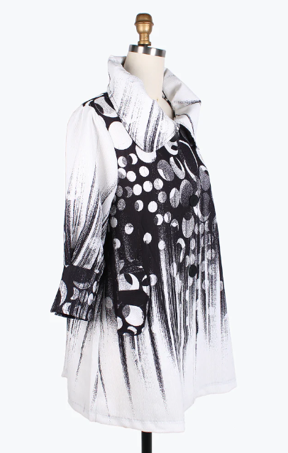 DAMEE MONOCHROME BUBBLE SWING JKT - 4783-WHT