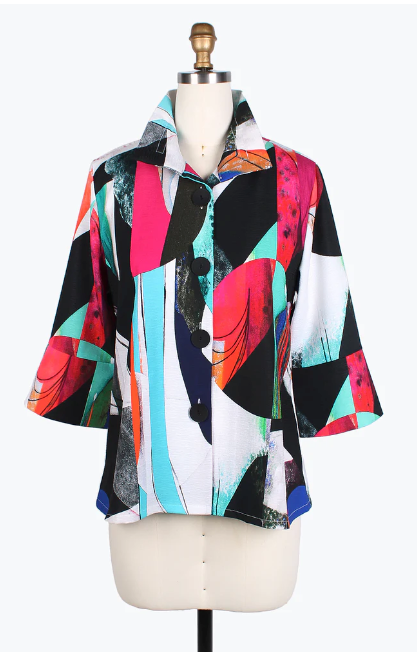 DAMEE ABSTRACT ART SHORT JKT - 4789-MLT