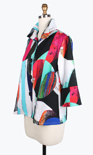DAMEE ABSTRACT ART SHORT JKT - 4789-MLT