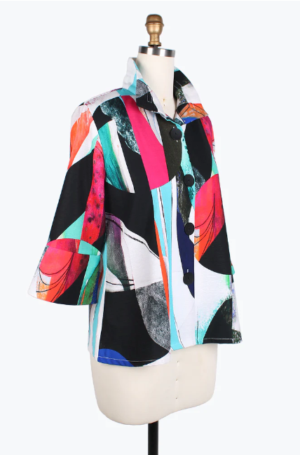 DAMEE ABSTRACT ART SHORT JKT - 4789-MLT
