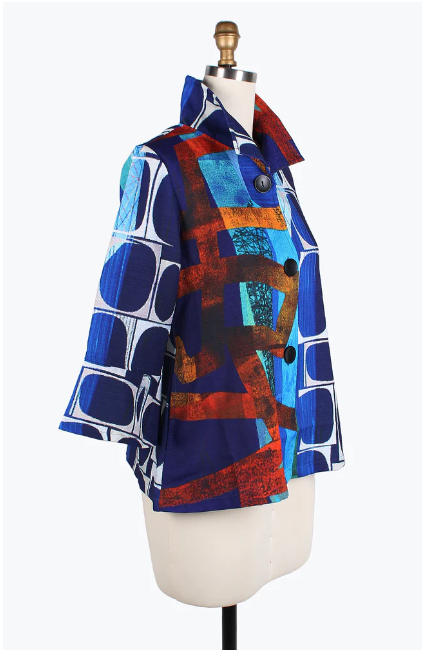 DAMEE ABSTRACT ART SHORT JKT - 4797-BLU