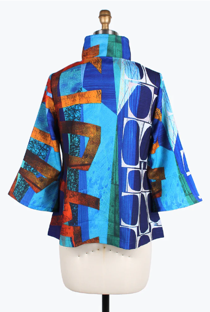 DAMEE ABSTRACT ART SHORT JKT - 4797-BLU