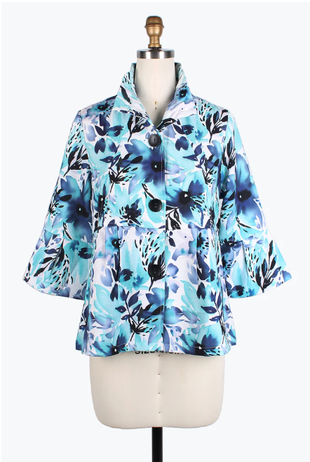 DAMEE FLOWERS & LEAVES SHORT JKT - 4800-TRQ
