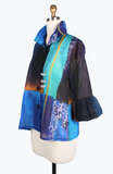 DAMEE ABSTRACT PAINTING PUFFY SLEEVE JKT - 4802-BLU
