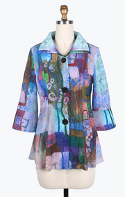 DAMEE WATERCOLOR ART DOUBLE COLLAR JKT - 4810-PRP
