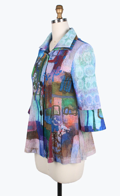 DAMEE WATERCOLOR ART DOUBLE COLLAR JKT - 4810-PRP