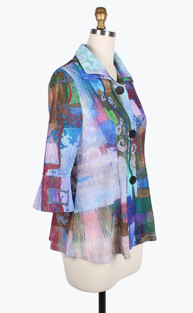 DAMEE WATERCOLOR ART DOUBLE COLLAR JKT - 4810-PRP