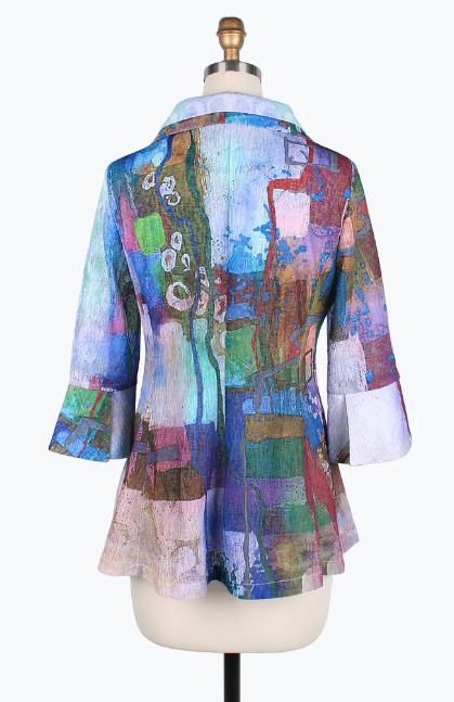 DAMEE WATERCOLOR ART DOUBLE COLLAR JKT - 4810-PRP