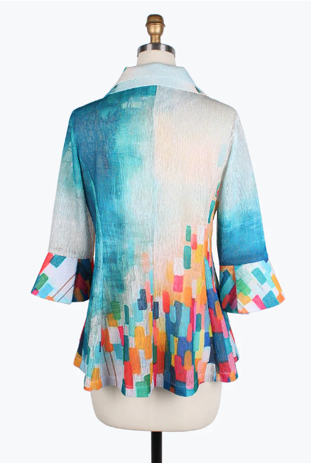 DAMEE WATERCOLOR ART DOUBLE COLLAR JKT - 4811-BLU