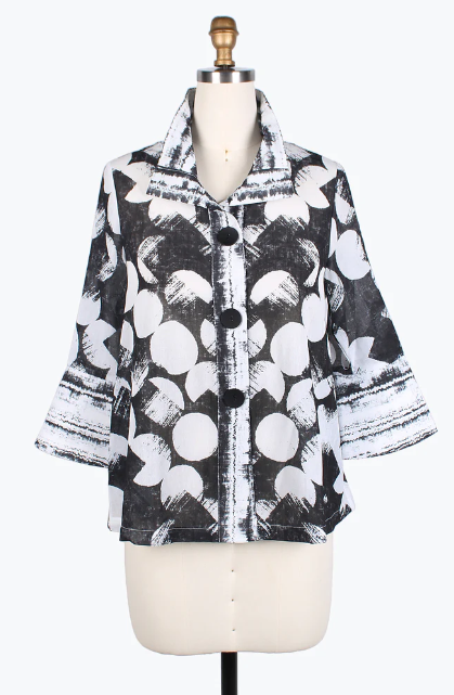 DAMEE BRUSHED DOTS SHORT JKT- 4815-BLK